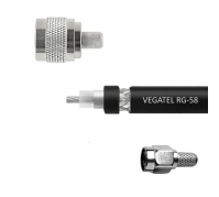 Кабельная сборка VEGATEL RG-58 A/U Сu (ГОСТ, PVC, многожильный, черный) (SMA-male - N-male) 2м